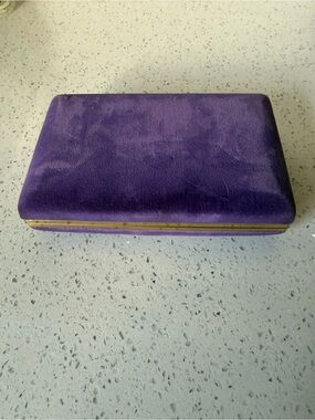 Vintage Purple Velvet Jewelry Box with Gold Trim